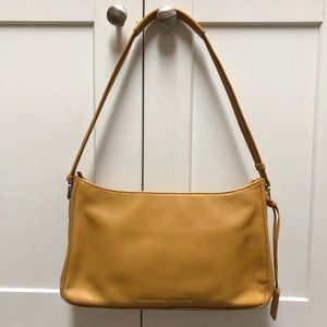 Perry Ellis Mustard Yellow Leather Shoulder Purse Vintage Y2K Baguette Bag
